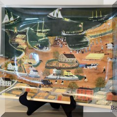 K12. Decorative platter on stand from Marblehead Museum. 16” x12” - $32